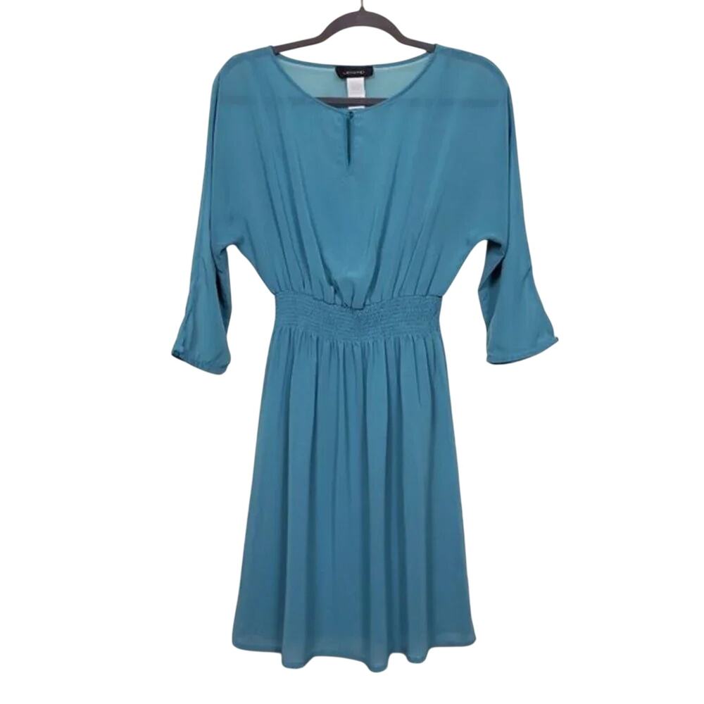Legend Dress Womens Size S Turquoise 3/4 Sleeve Knee Length Keyhole Neck